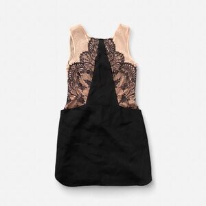 BCBGMaxAzria Black and Tan Lace Mini Dress